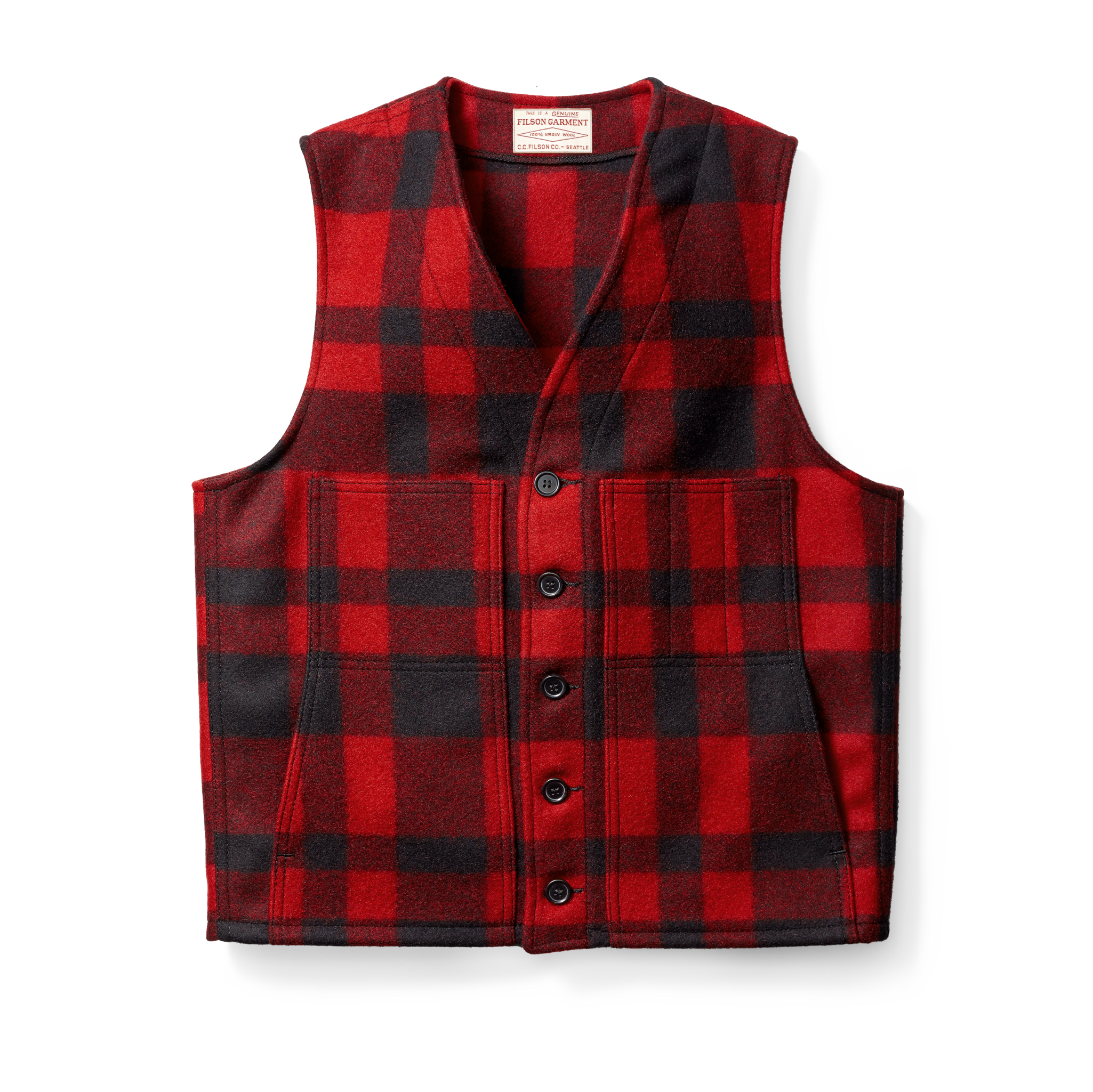 Mackinaw Wool Vest - Red/black Plaid