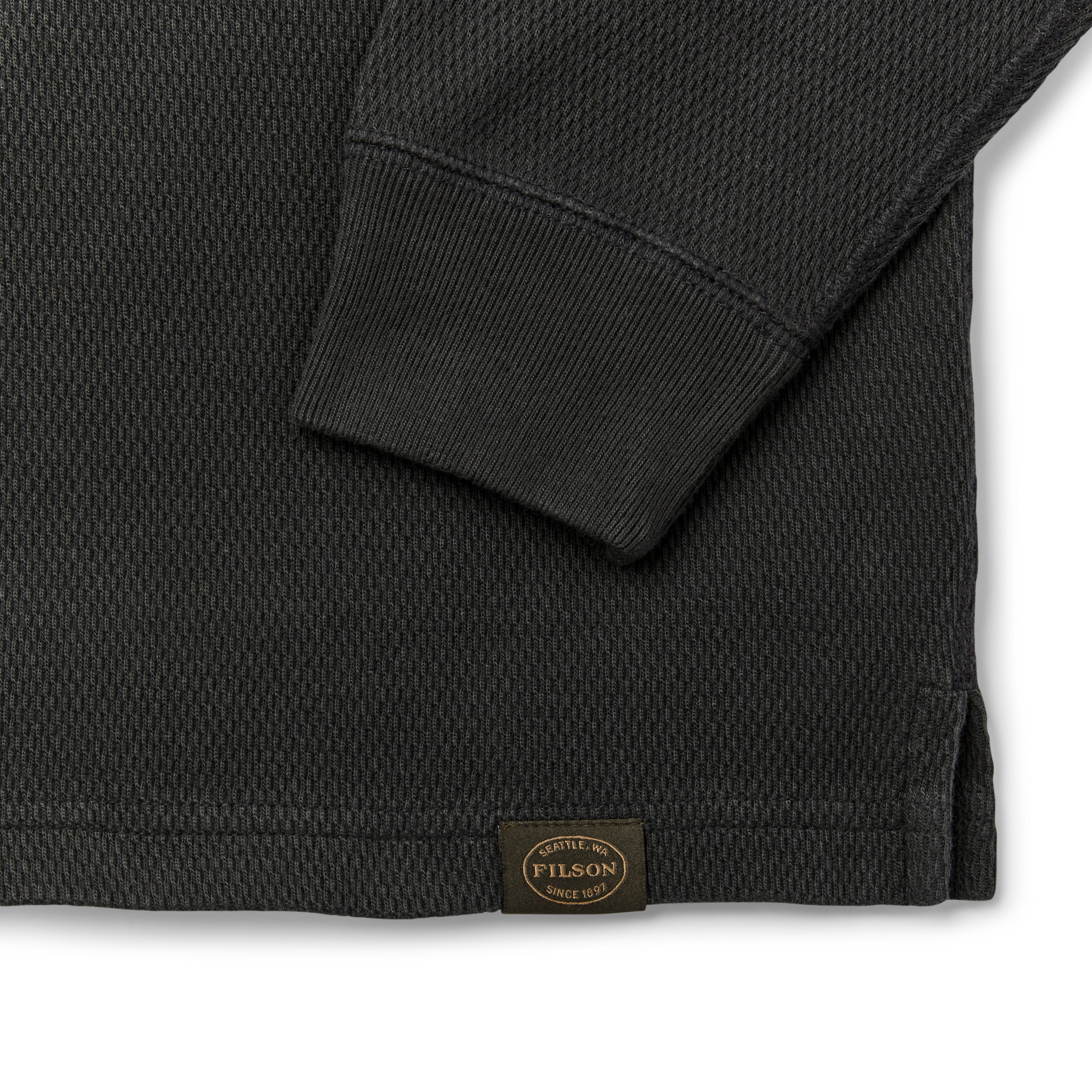 Waffle Knit Graphic Thermal Crewneck - Faded Black/ Stag - Image 4