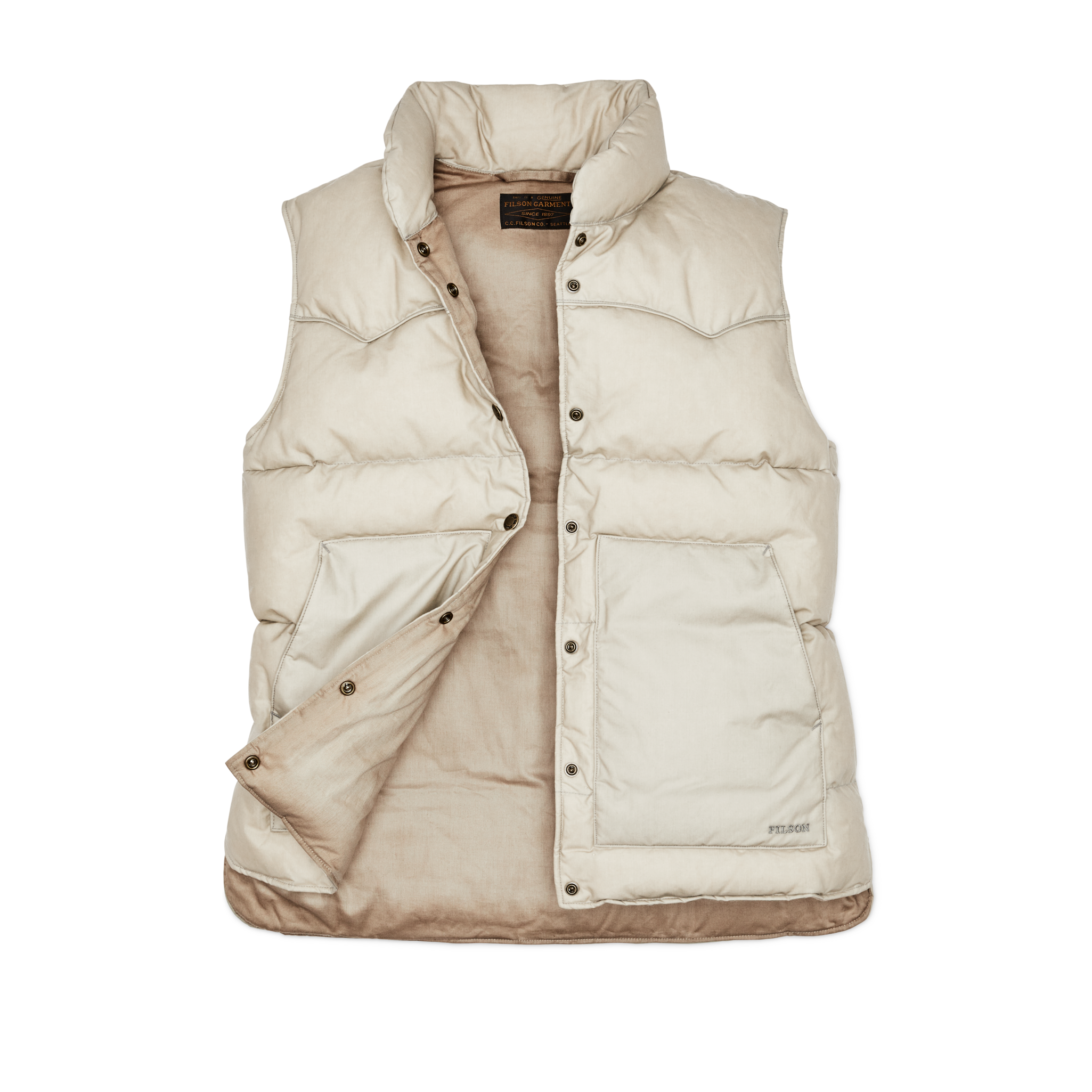 Women's Waxed Down Vest - Light Tan - Image 3
