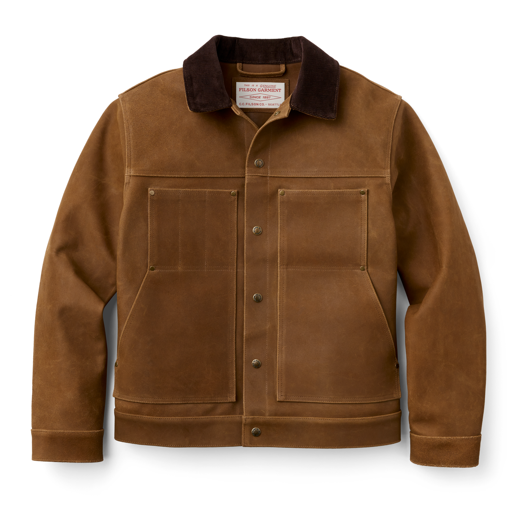 Roughout Leather Short Cruiser Jacket - Dark Sepia