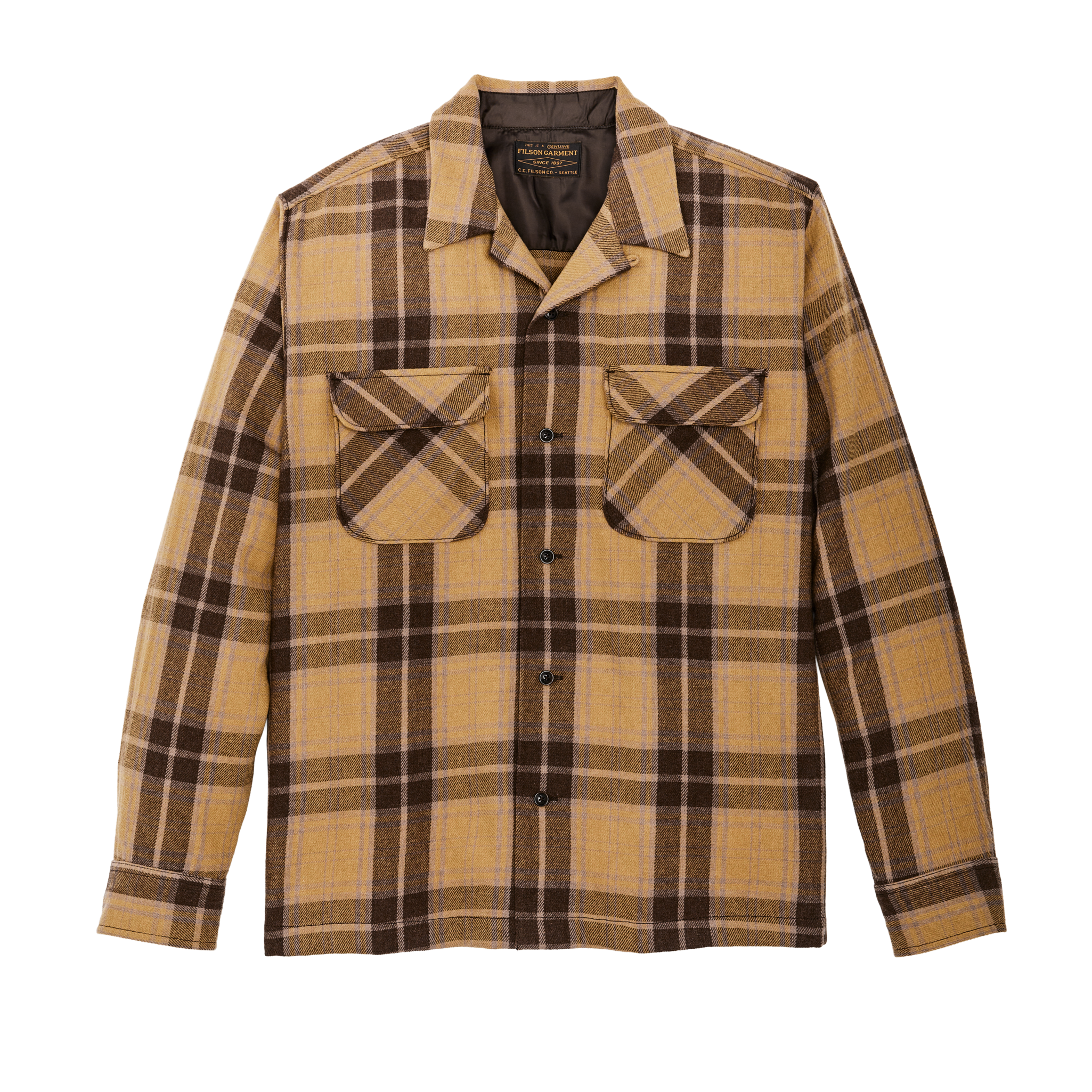 Buckner Wool Camp Shirt - Ochre / Faded Brown Plaid