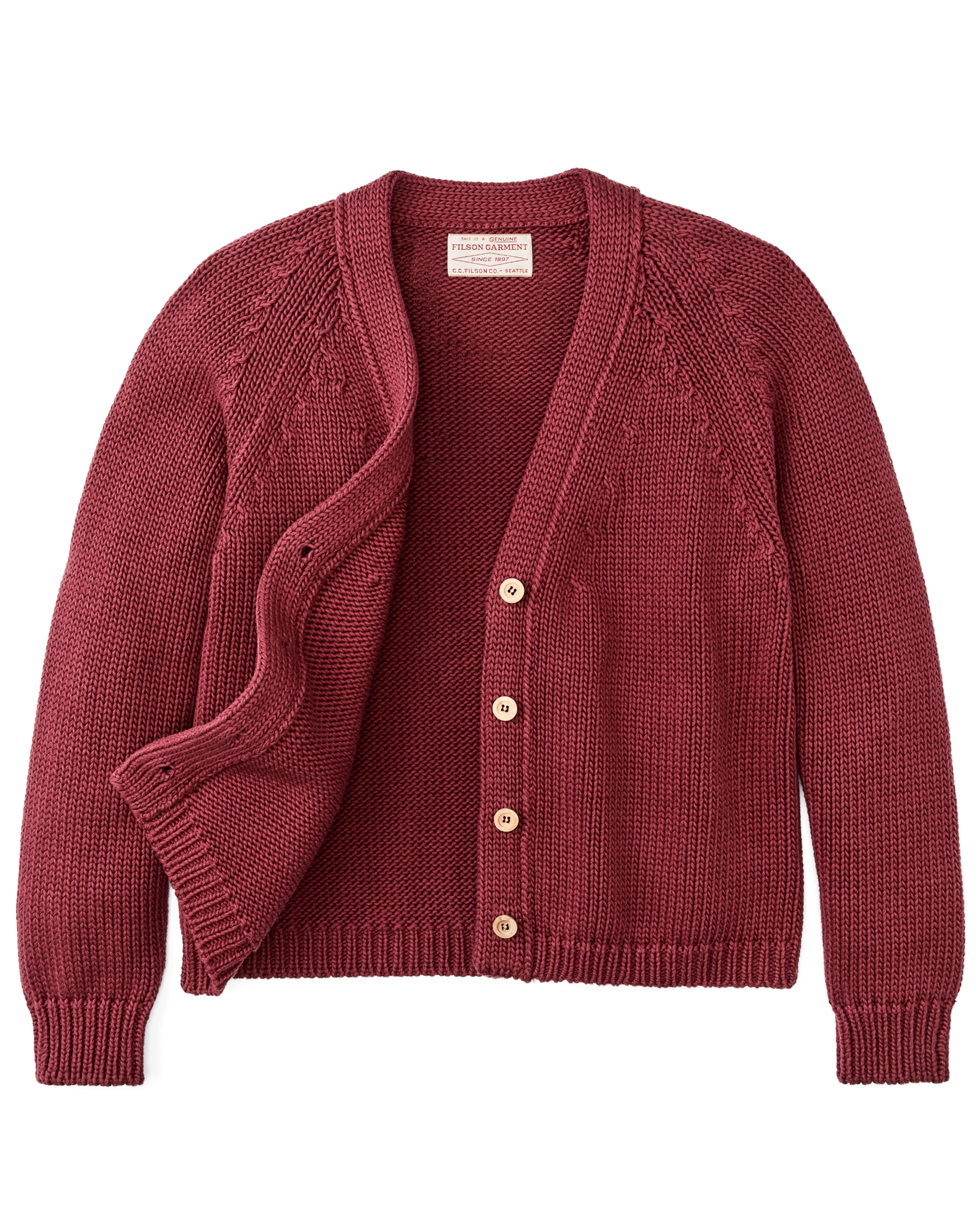 Women's Rustic Cotton Cardigan - Burgundy - Image 6