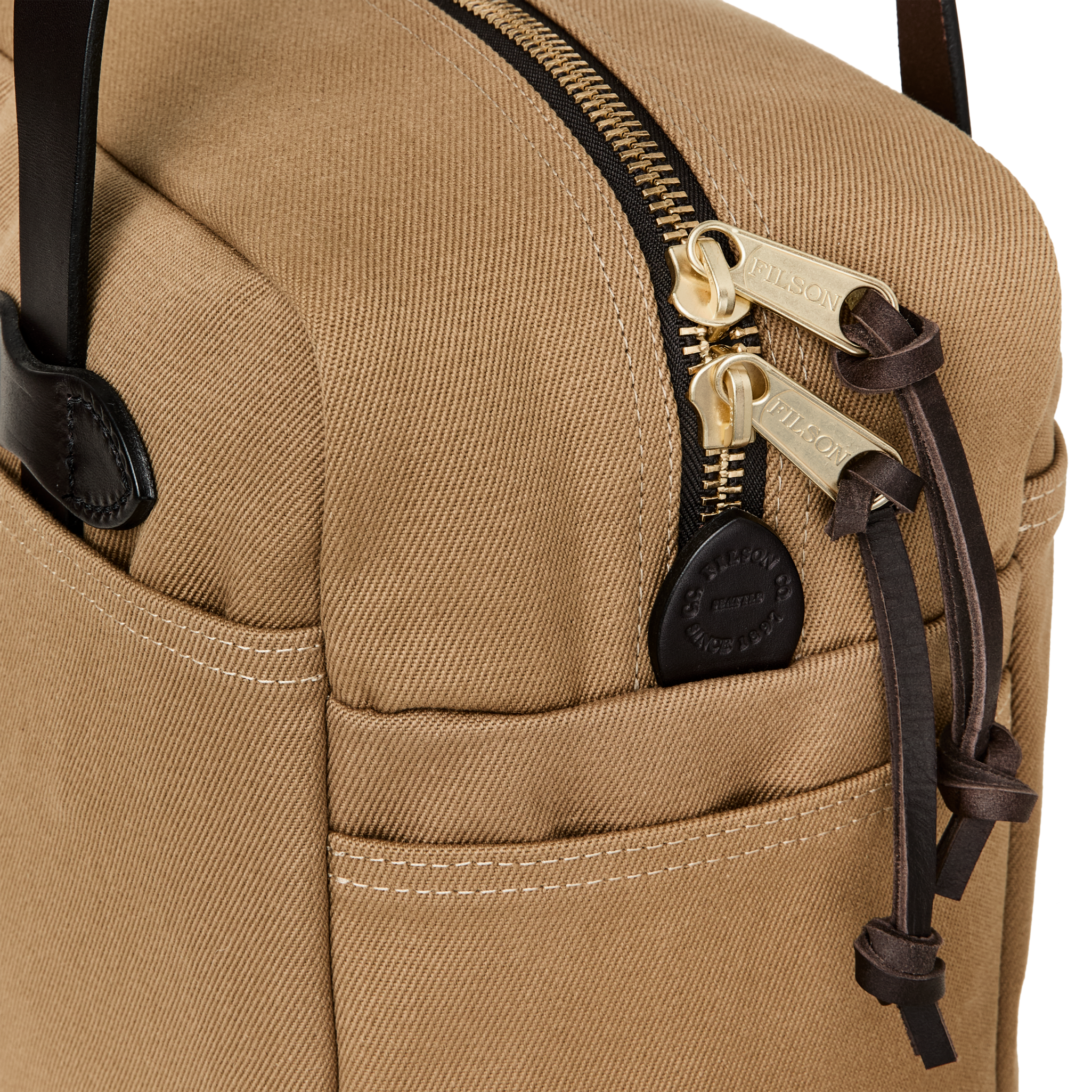 Rugged Twill Zipper Tote Bag - Tan - Image 4