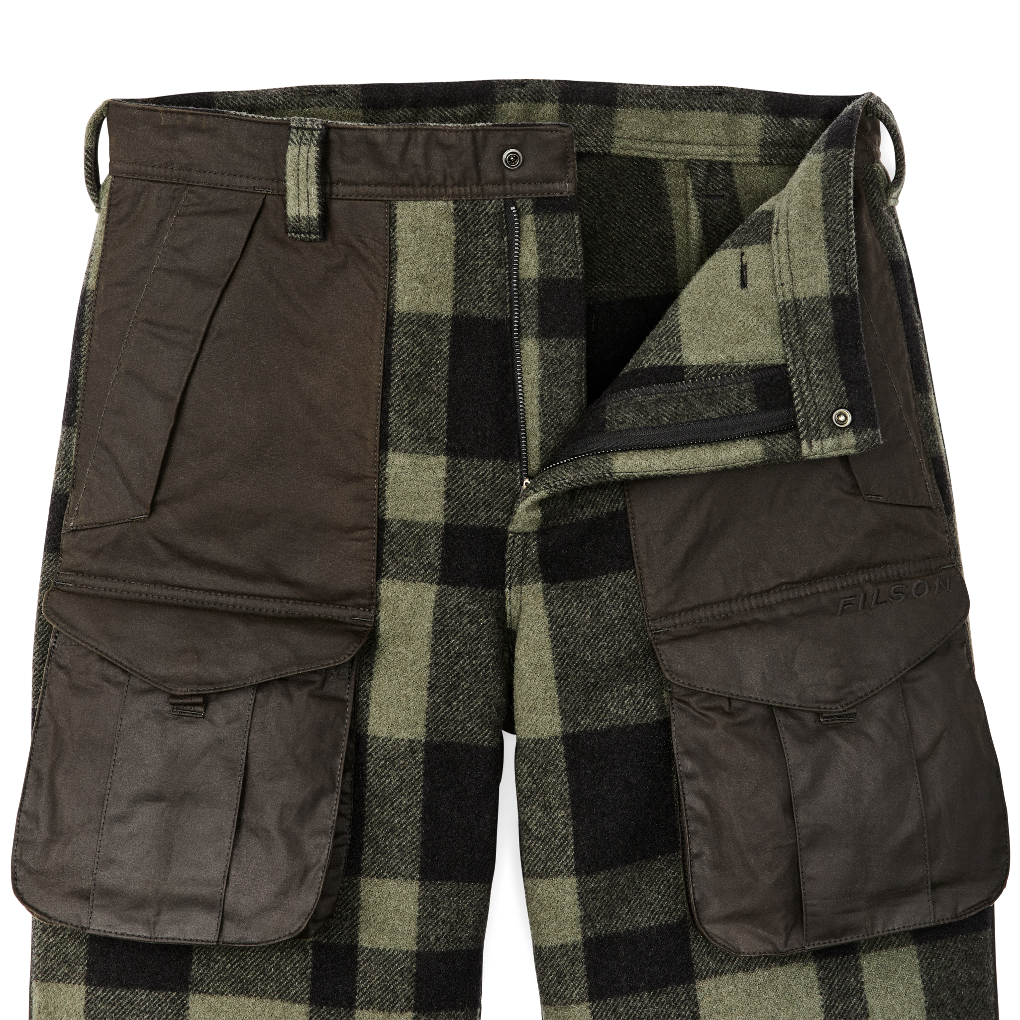 Mackinaw Wool Hunting Pants - Otter Green / Black Heritage Plaid X - Image 3
