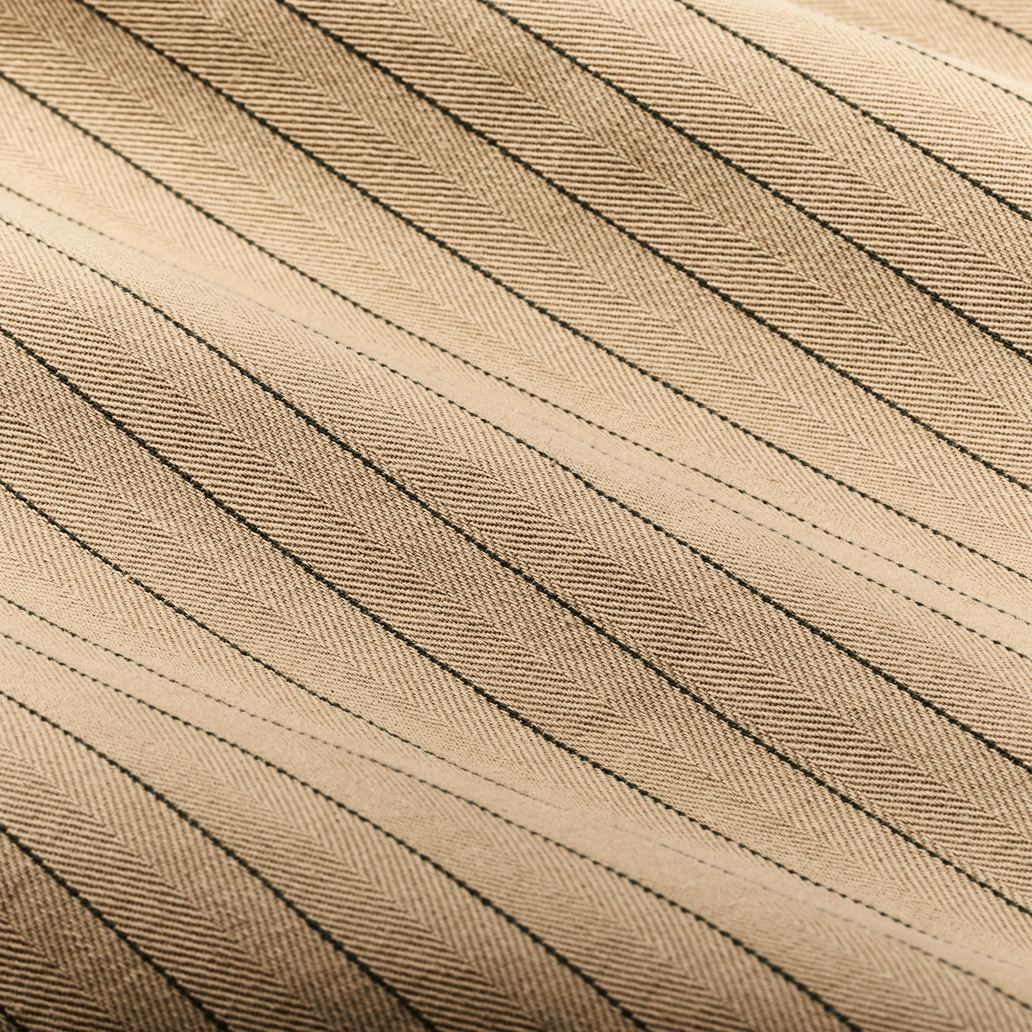 Short Sleeve Mechanic Shirt - Tan Herringbone/ Green Stripe - Image 6