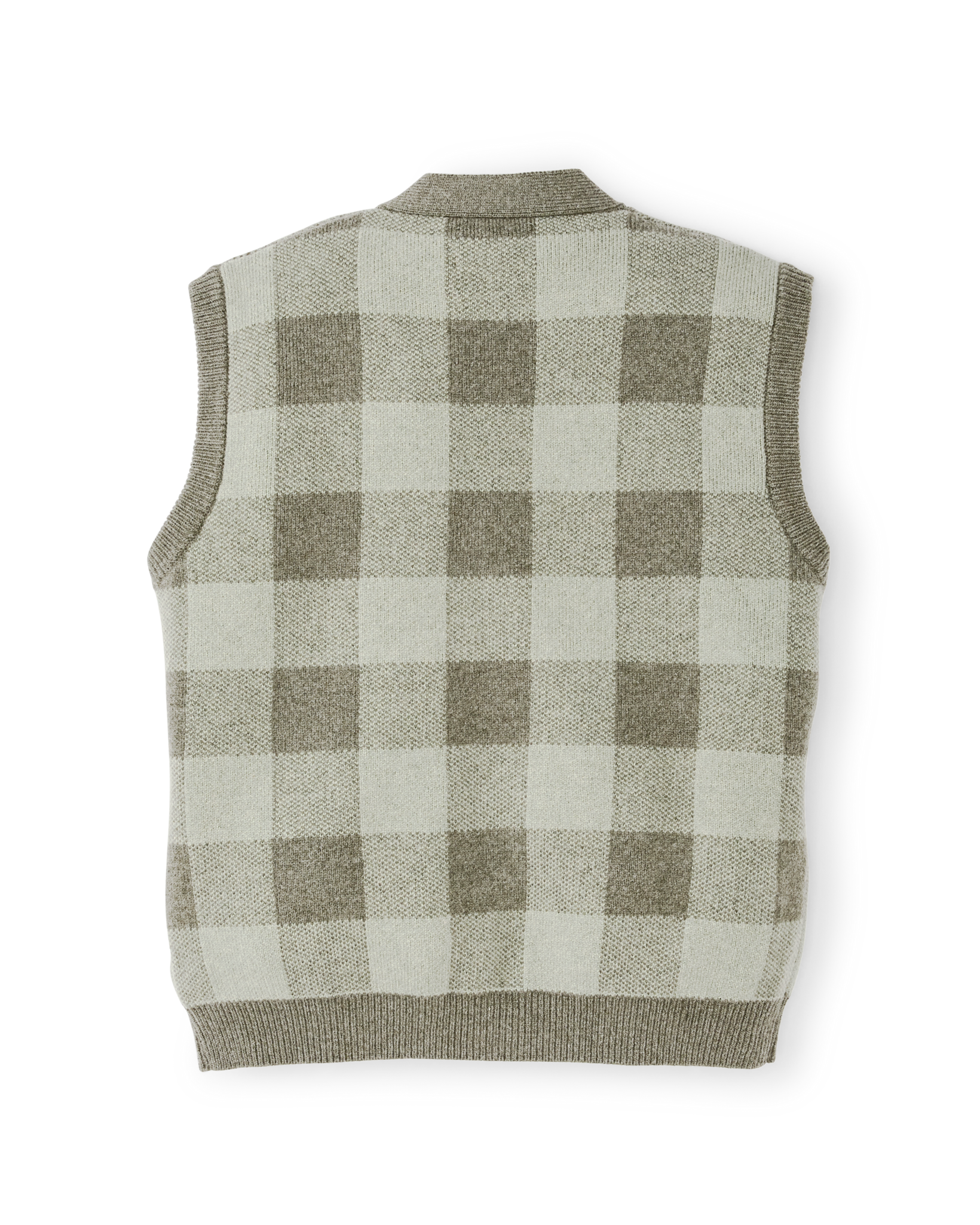 Women's Wool Cardigan Vest - Olive Check - Image 2
