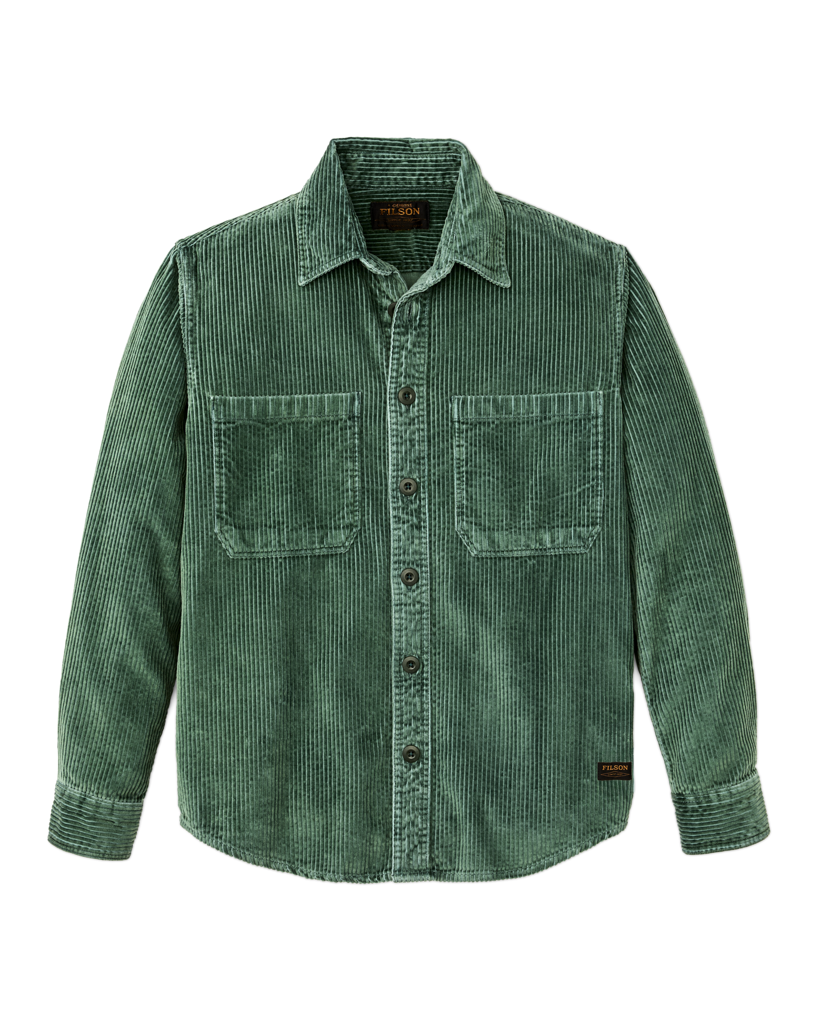 6-wale Corduroy Shirt - Seabed Green