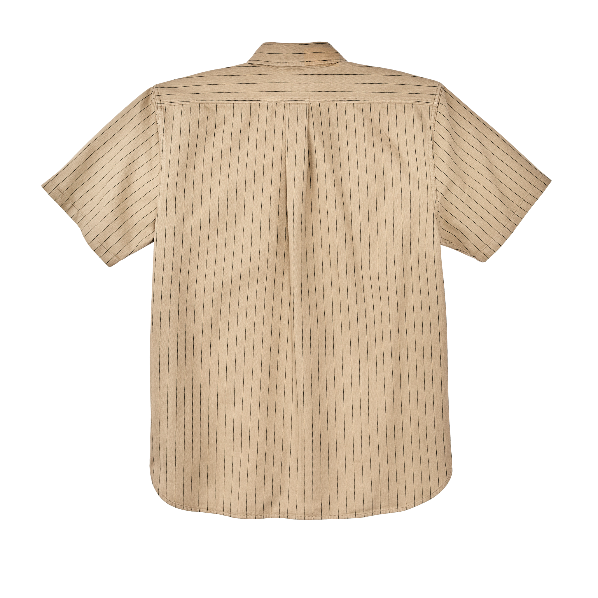 Short Sleeve Mechanic Shirt - Tan Herringbone/ Green Stripe - Image 2