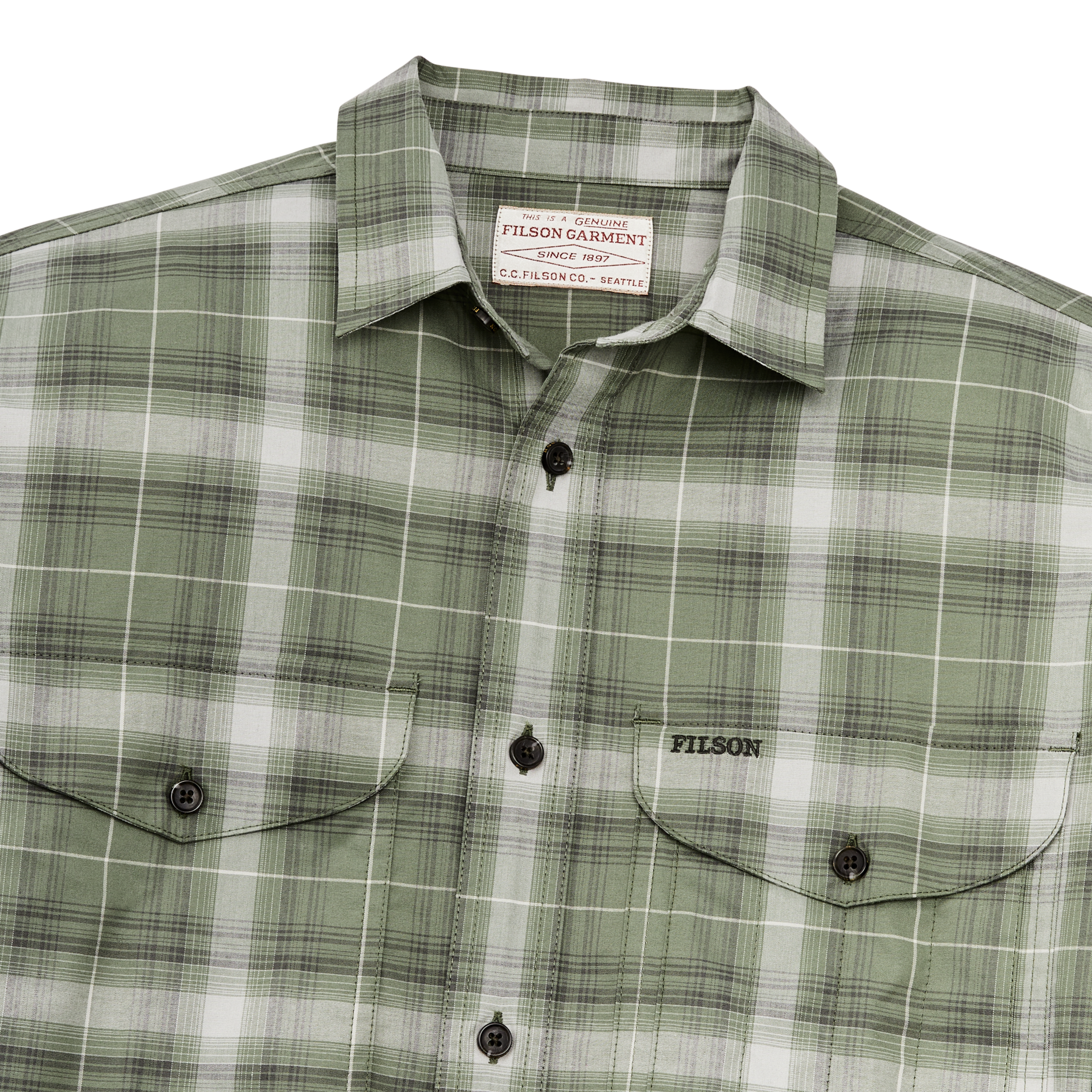 Twin Lakes Sport Shirt - Green / Gray Ombre Plaid - Image 4