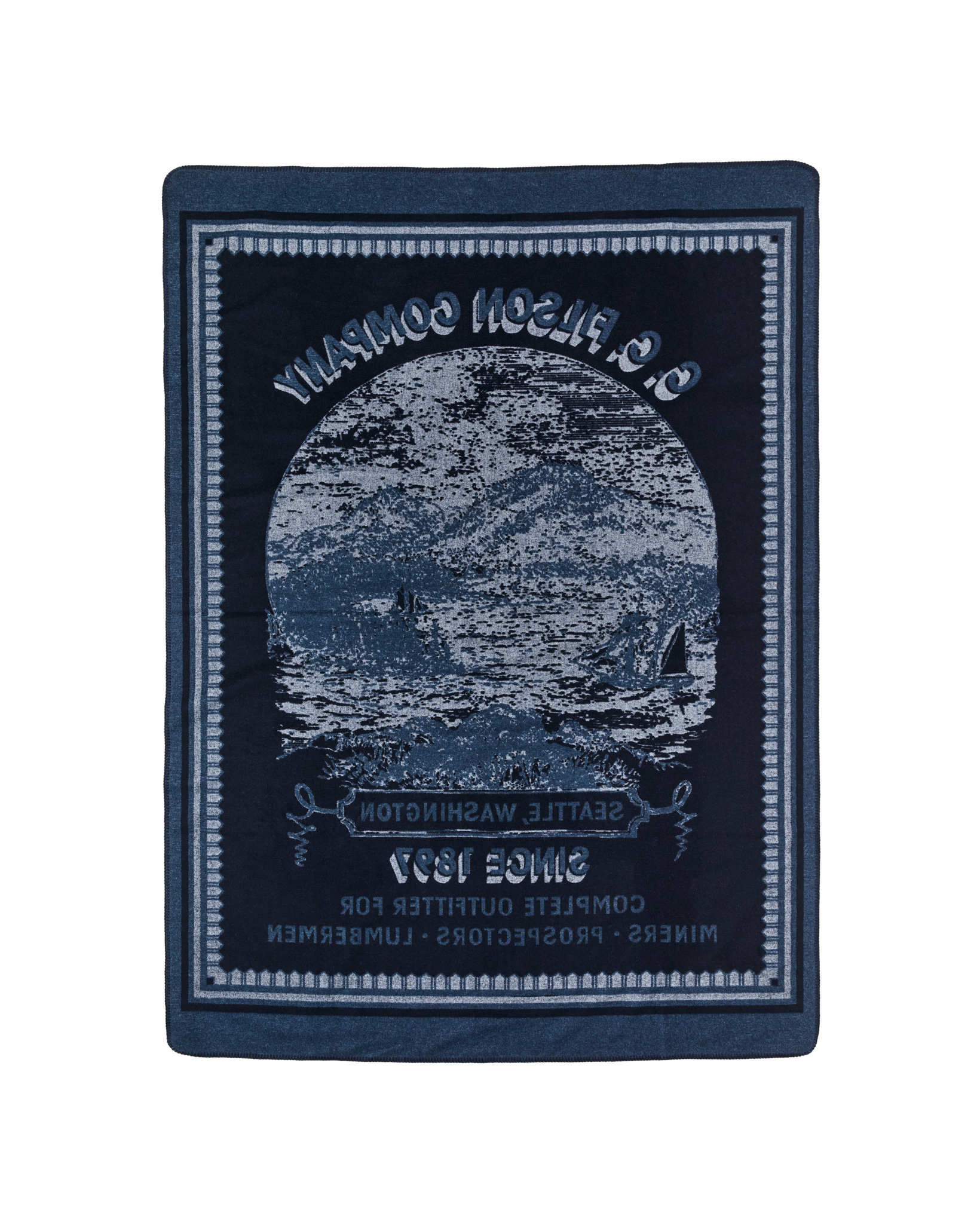 Wool-blend Blanket - Navy / Mountain Sea - Image 3