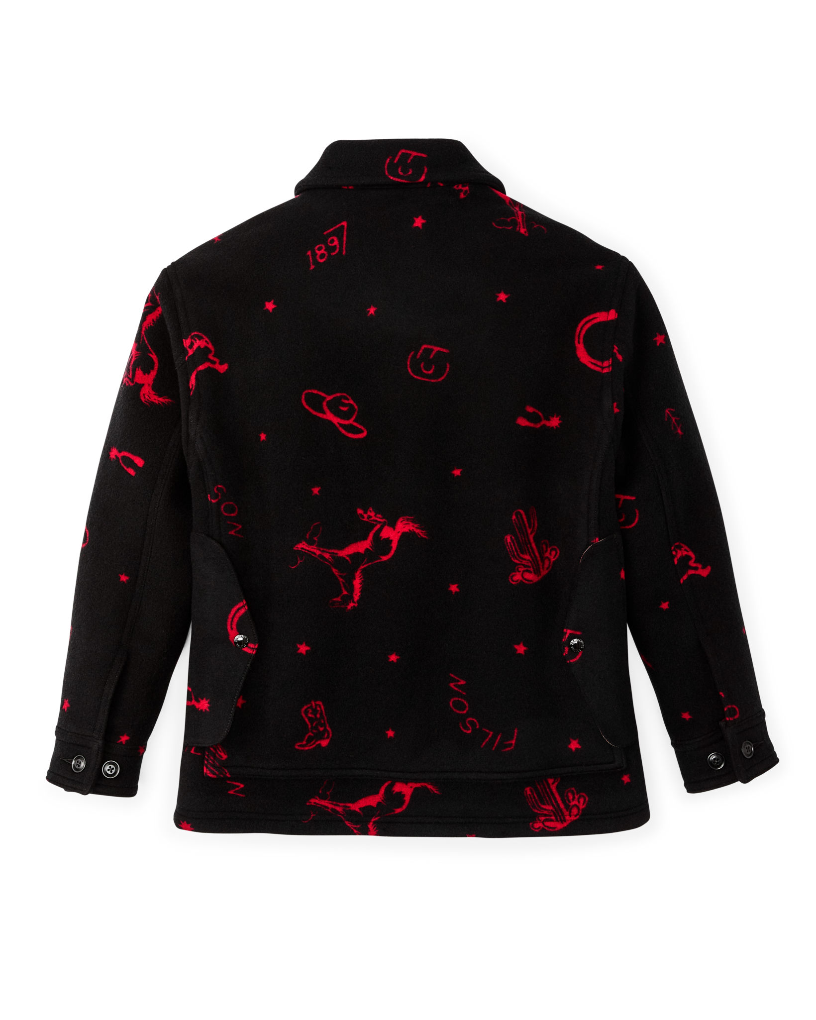 Women's Jacquard Wool Cruiser Jacket - Black / Red Western - Image 5