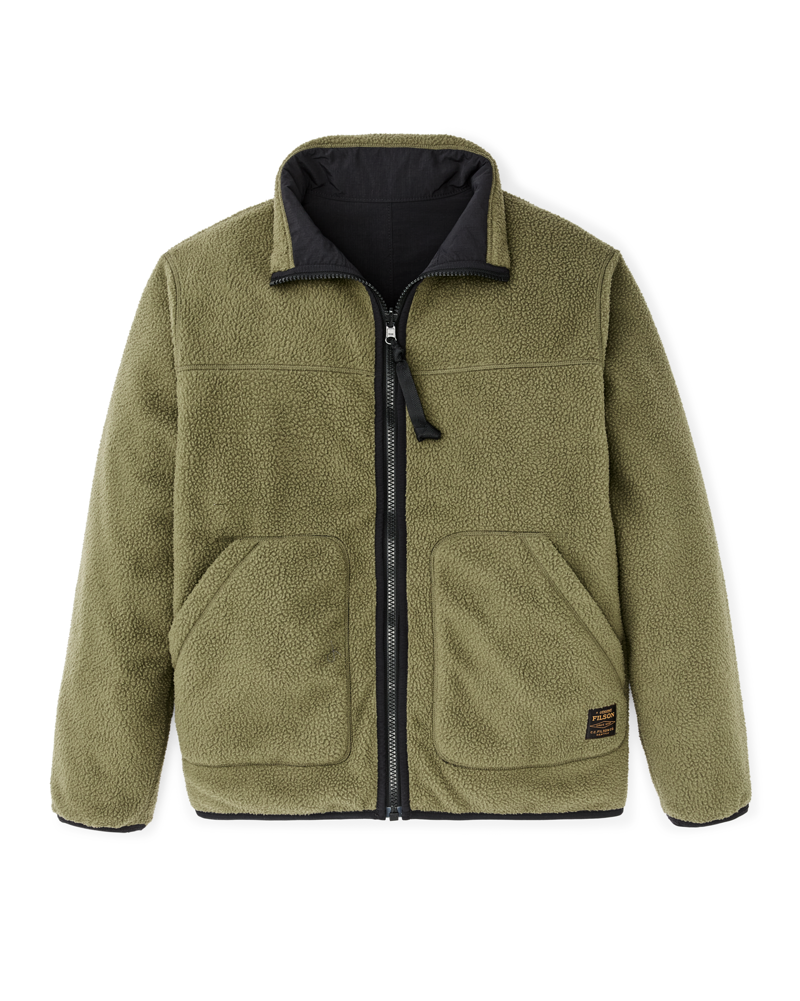 Reversible Pile Fleece Jacket - Dark Olive Drab - Image 10