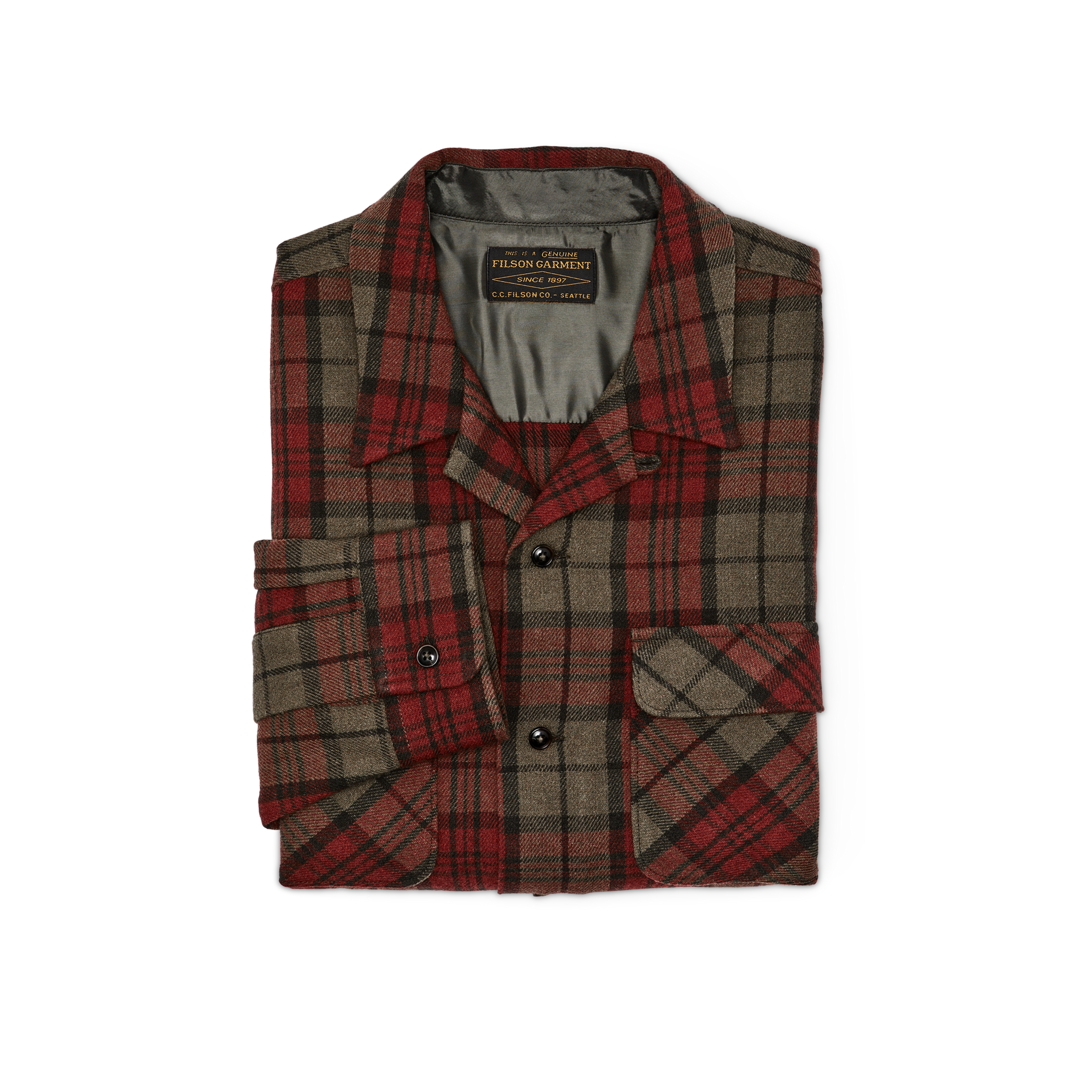 Buckner Wool Camp Shirt - Olive / Red / Multi Plaid - Image 3