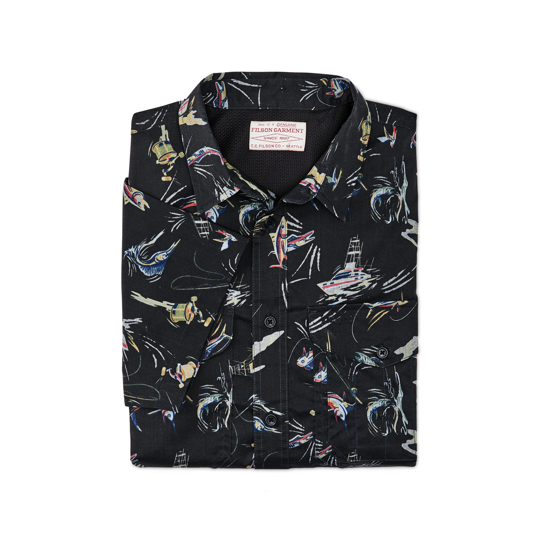Twin Lakes Short Sleeve Sport Shirt - Offshore Catch Print - Image 3