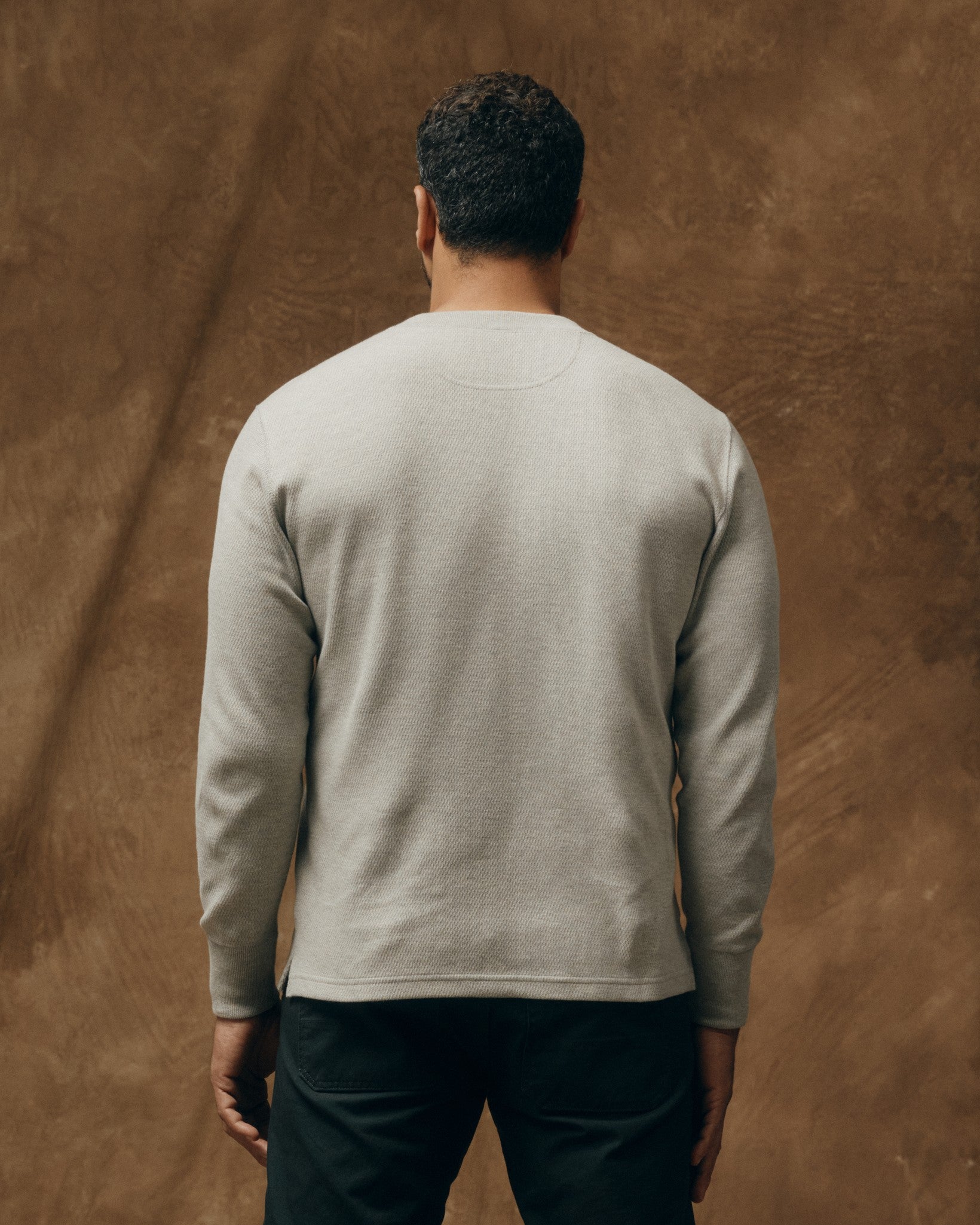 Waffle Knit Henley - Light Heather Gray - Image 2