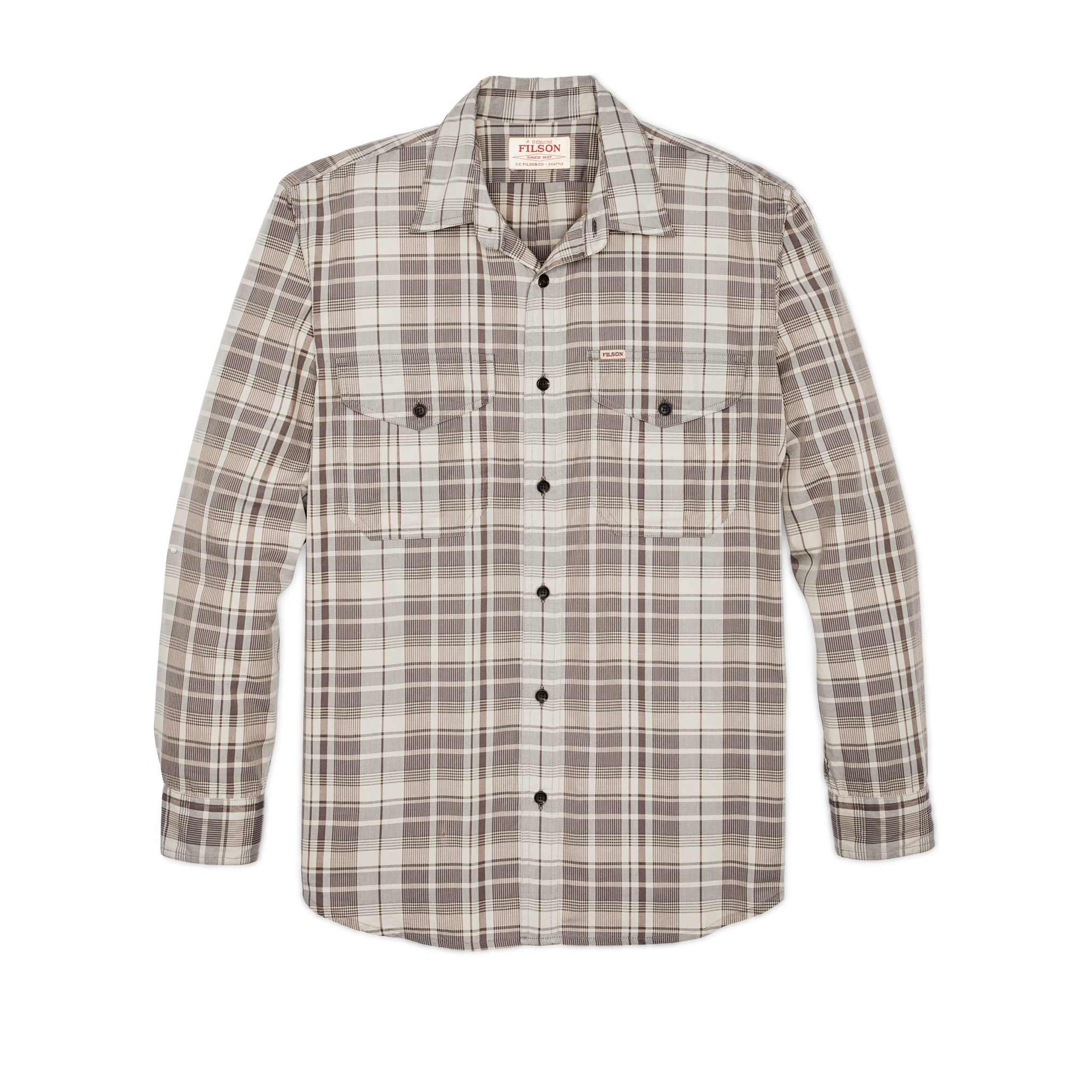 Filson's Washed Feather Cloth Shirt - Light Brown / Natural Plaid