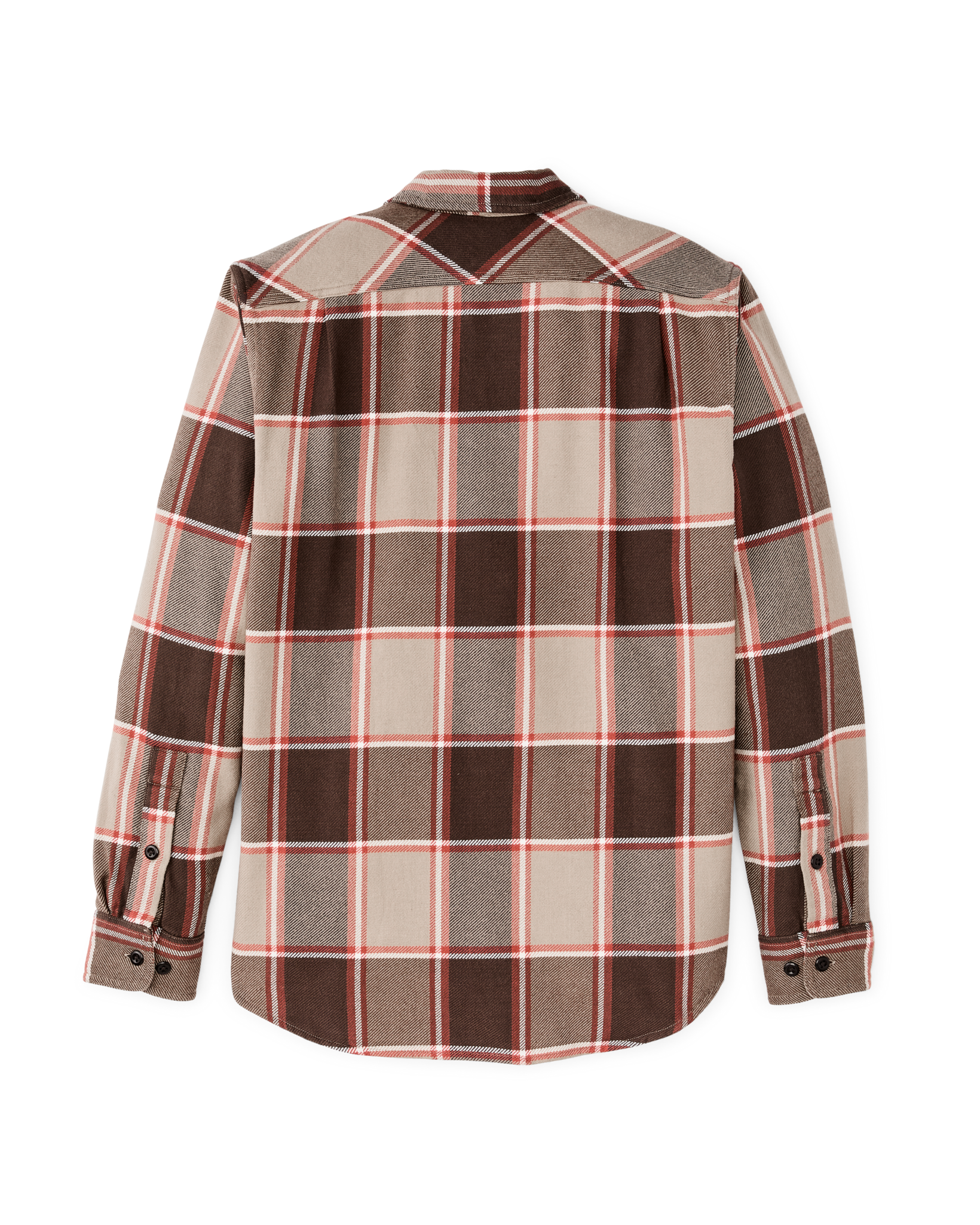 Vintage Flannel Work Shirt - Tan / Orange / Multi Plaid - Image 2