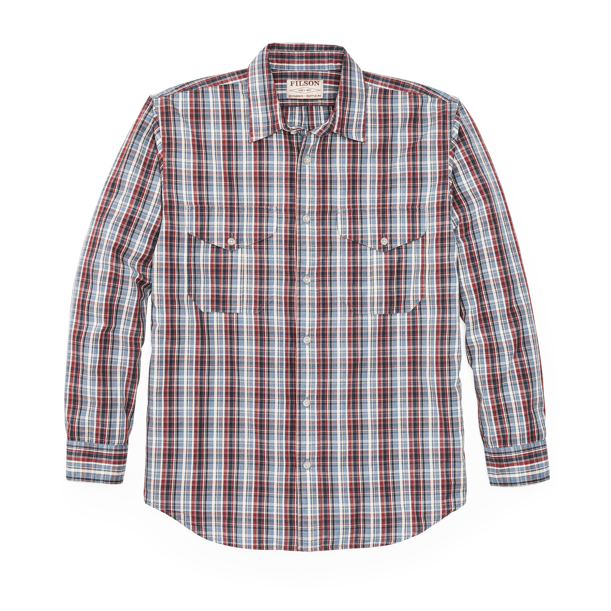 Filson's Washed Feather Cloth Shirt - Navy / Iron / Ivory Plaid