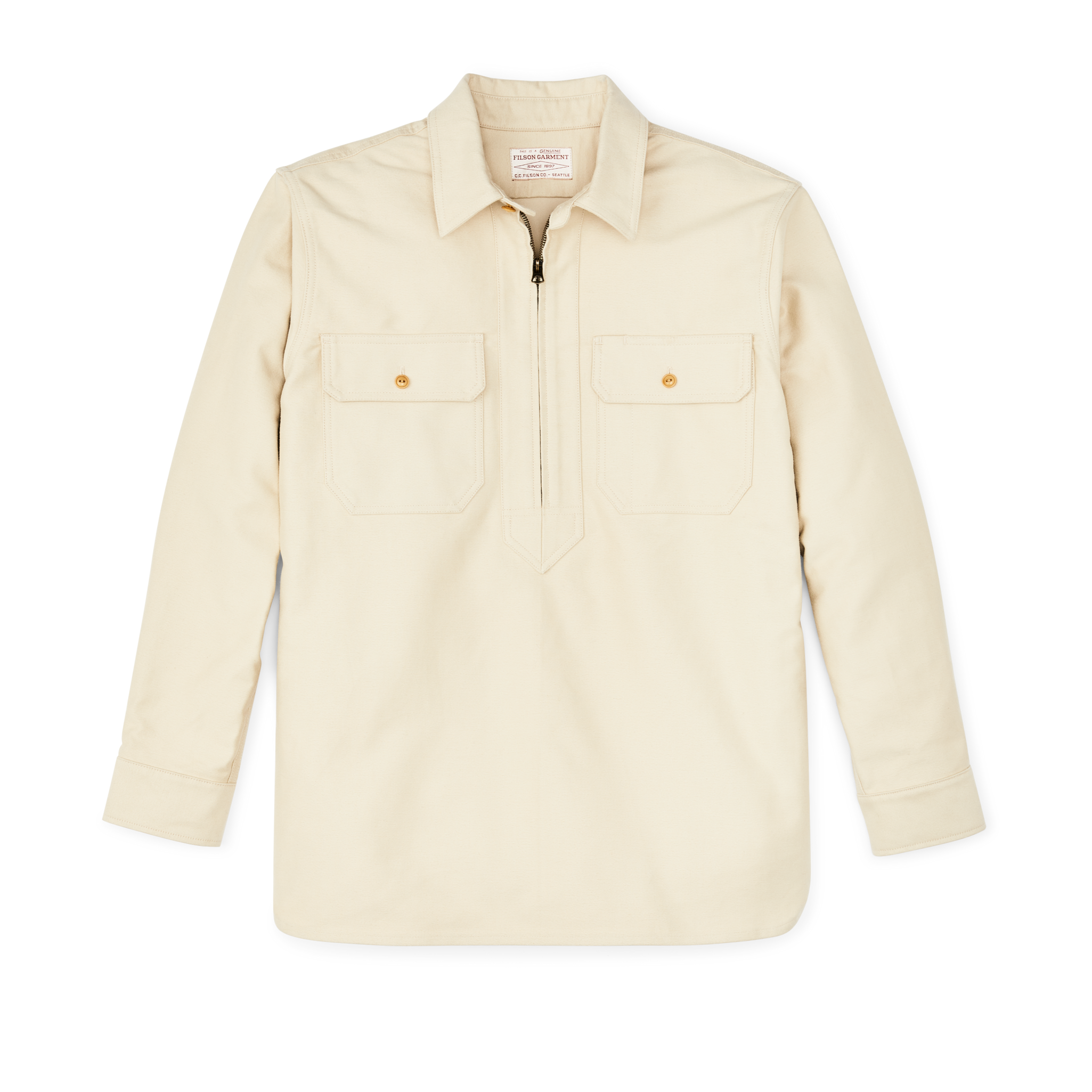 Moleskin Quarter Zip Shirt - Khaki