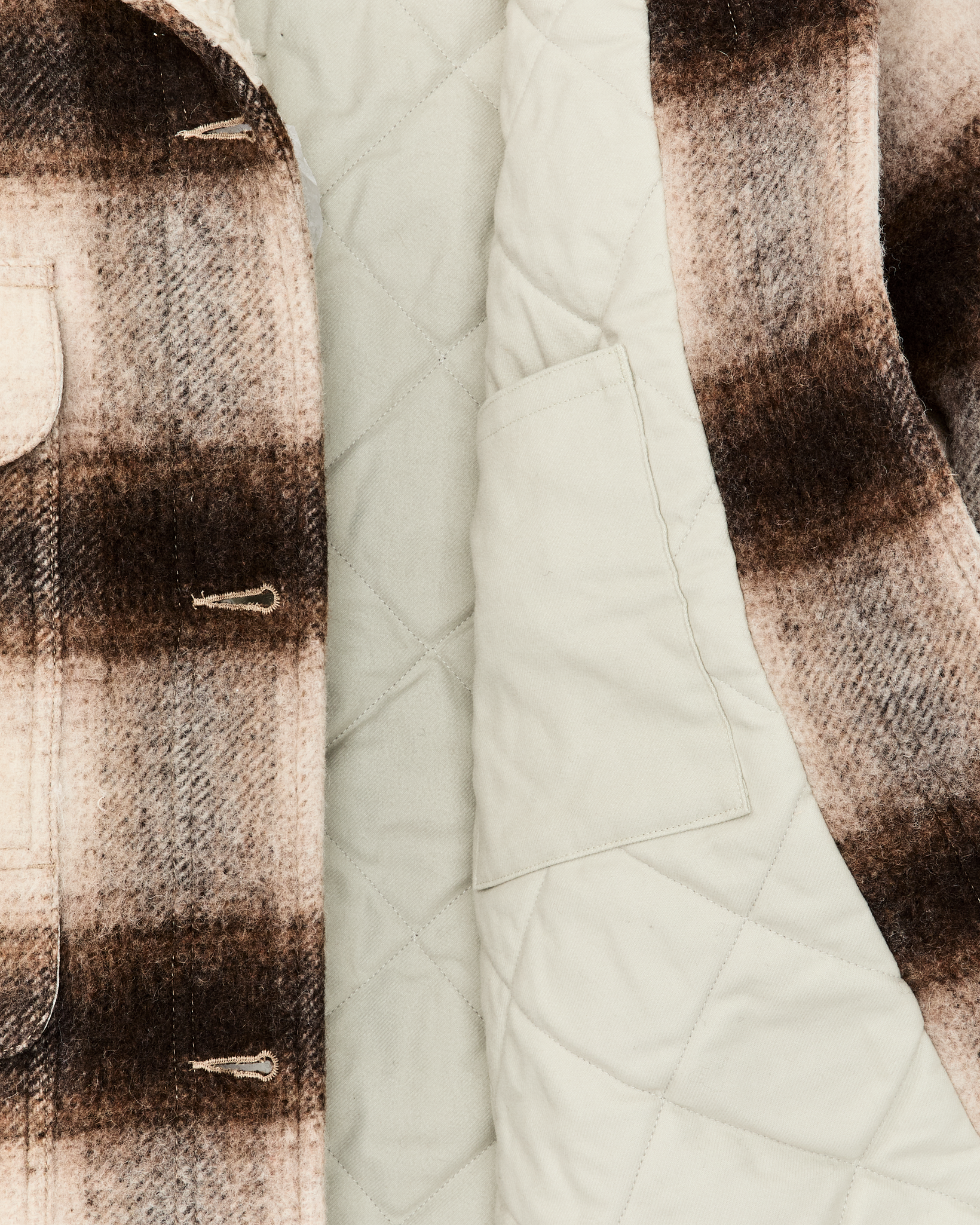 Women's Kodiak Shawl Collar Coat - Cream / Brown Shadow Plaid - Image 2