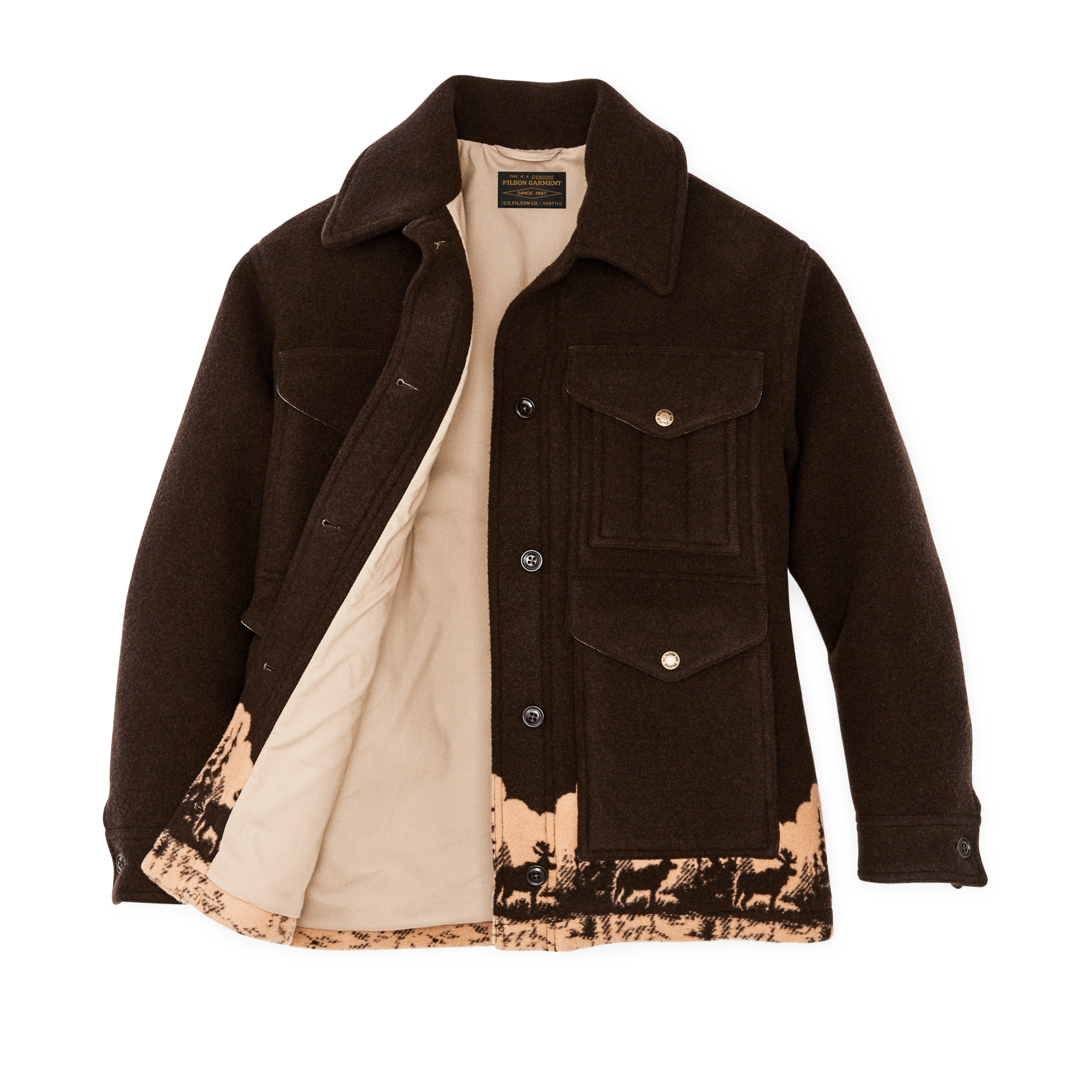 Women's Jacquard Wool Cruiser Jacket - Brown / Khaki Moose - Image 3