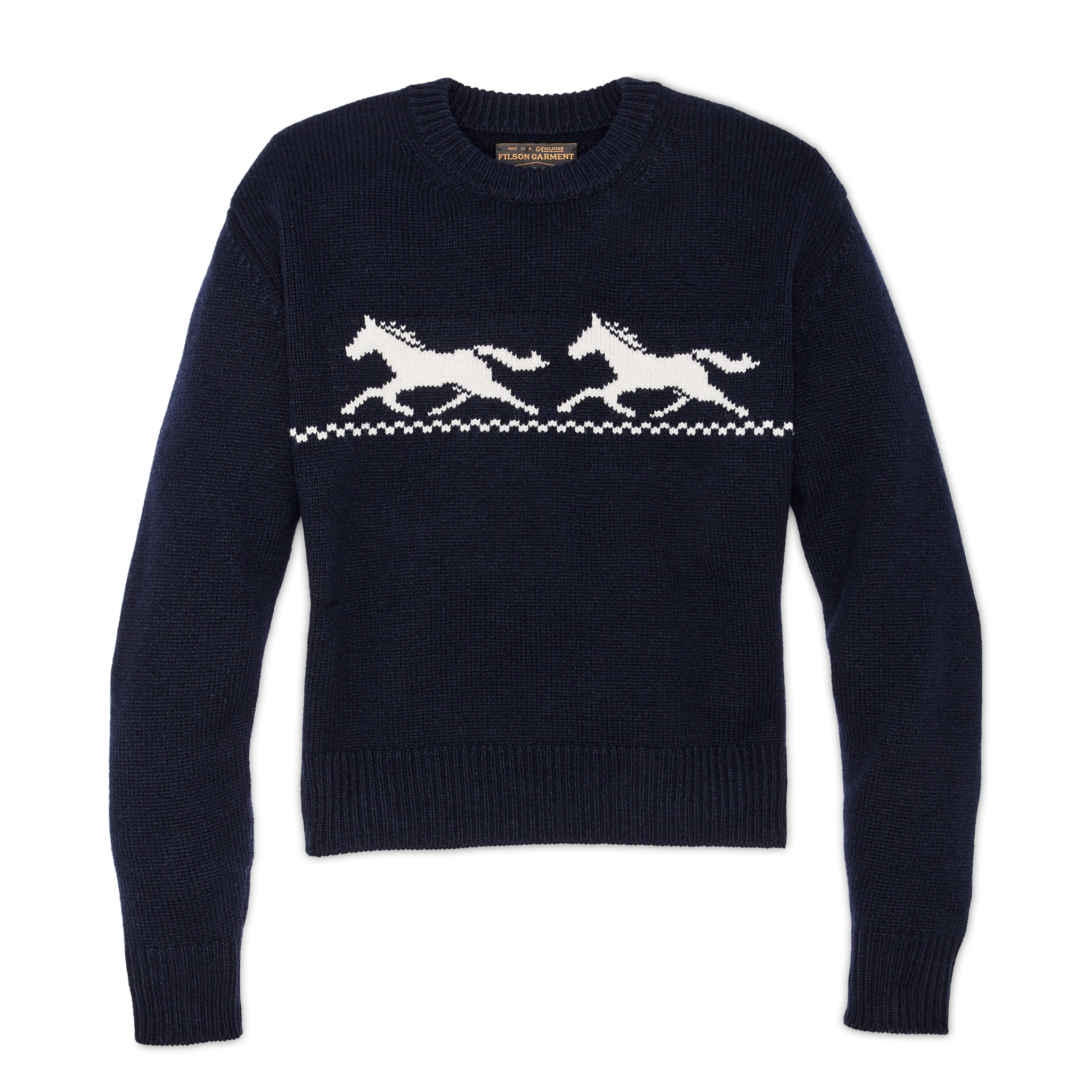 Women's Wool Crewneck Sweater - Navy / Horse