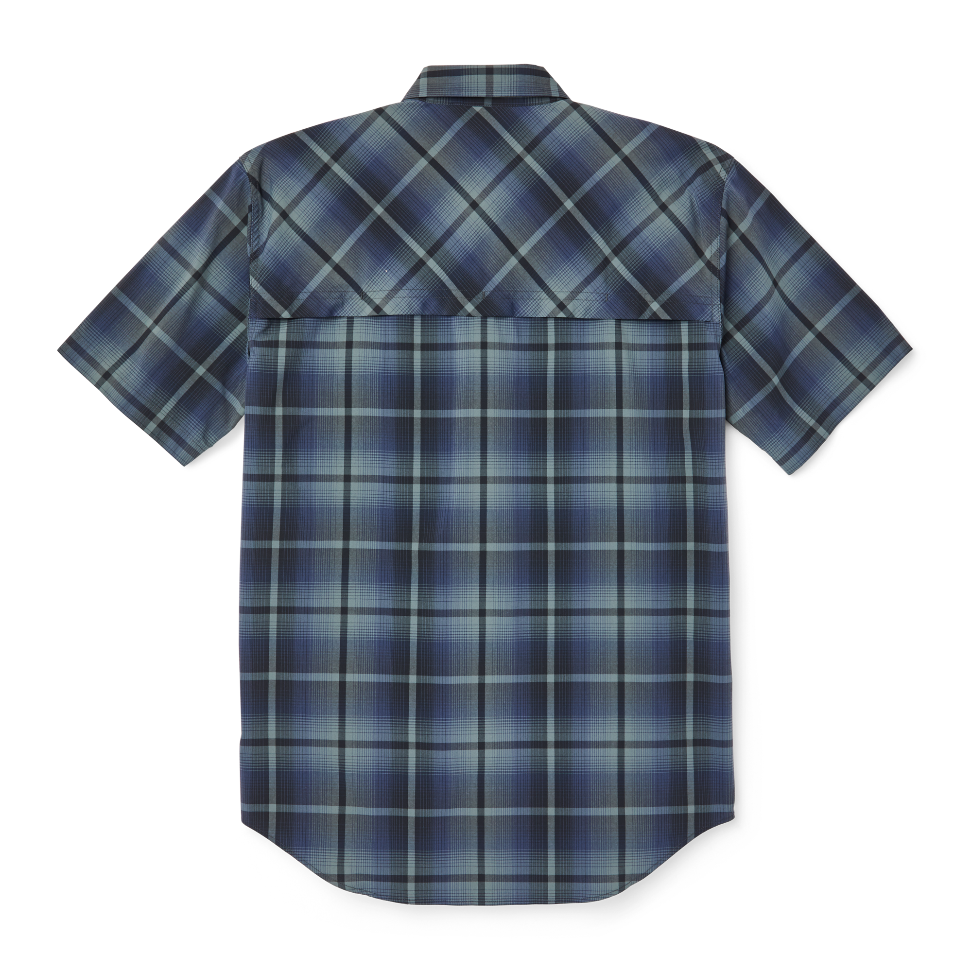 Twin Lakes Short Sleeve Sport Shirt - Navy/grey Plaid - Image 2