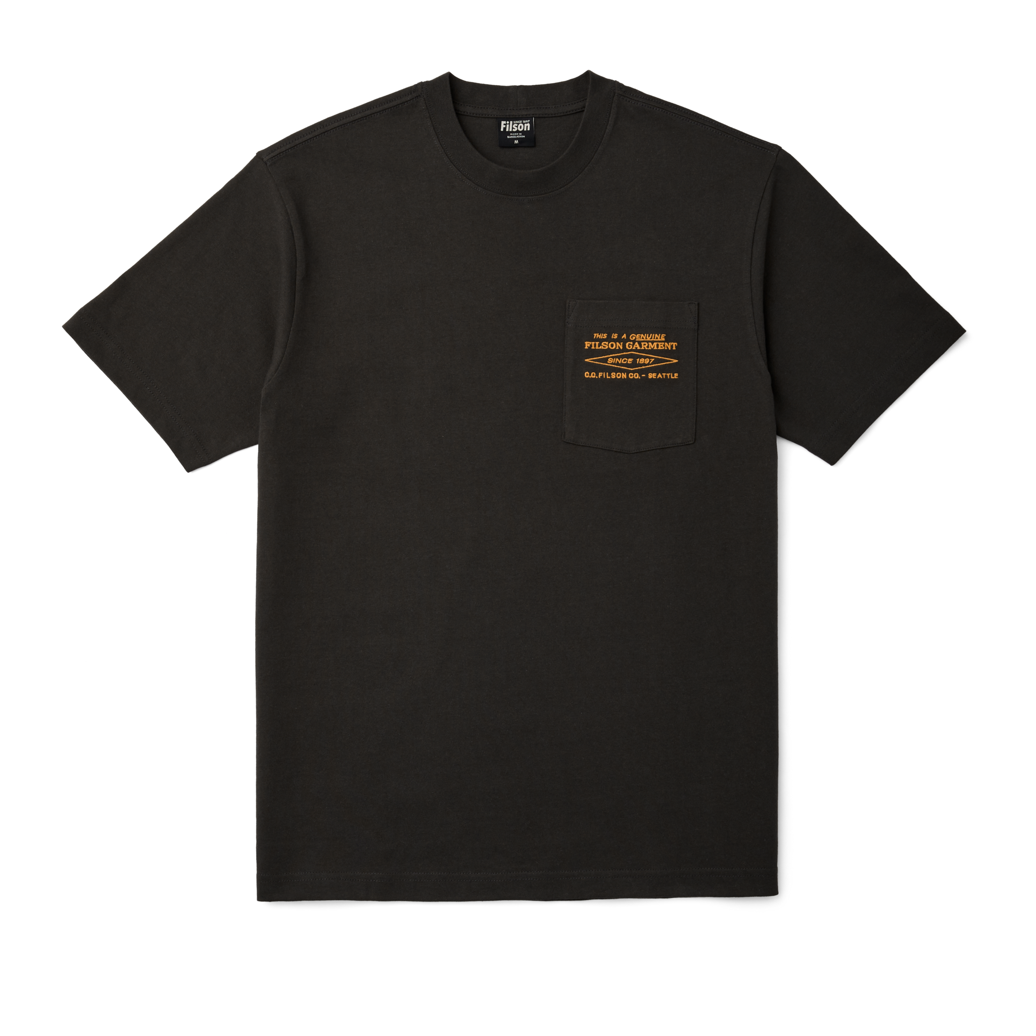 Short Sleeve Embroidered Pocket T-shirt - Faded Black Gold Diamond
