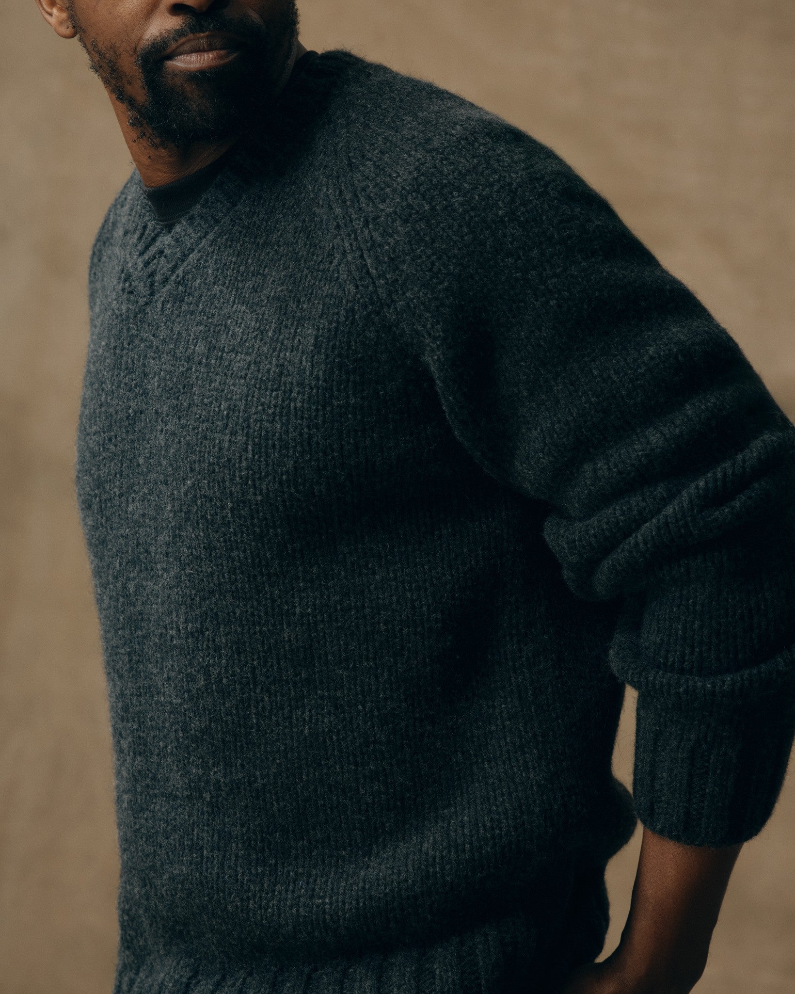 3-gauge Alpaca Blend Sweater - Black Heather - Image 3