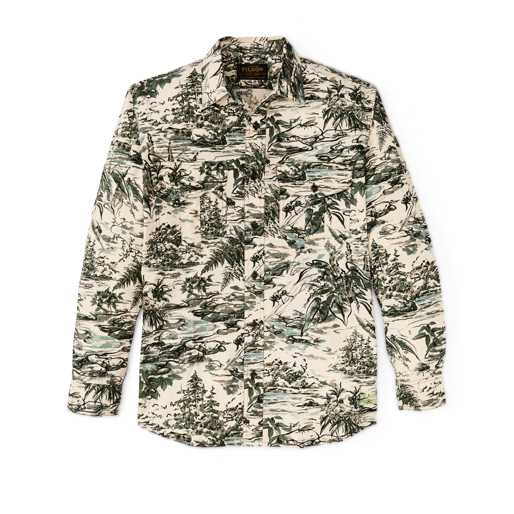 Filson X Housefly Washed Feather Cloth Shirt - Khaki / Scenic