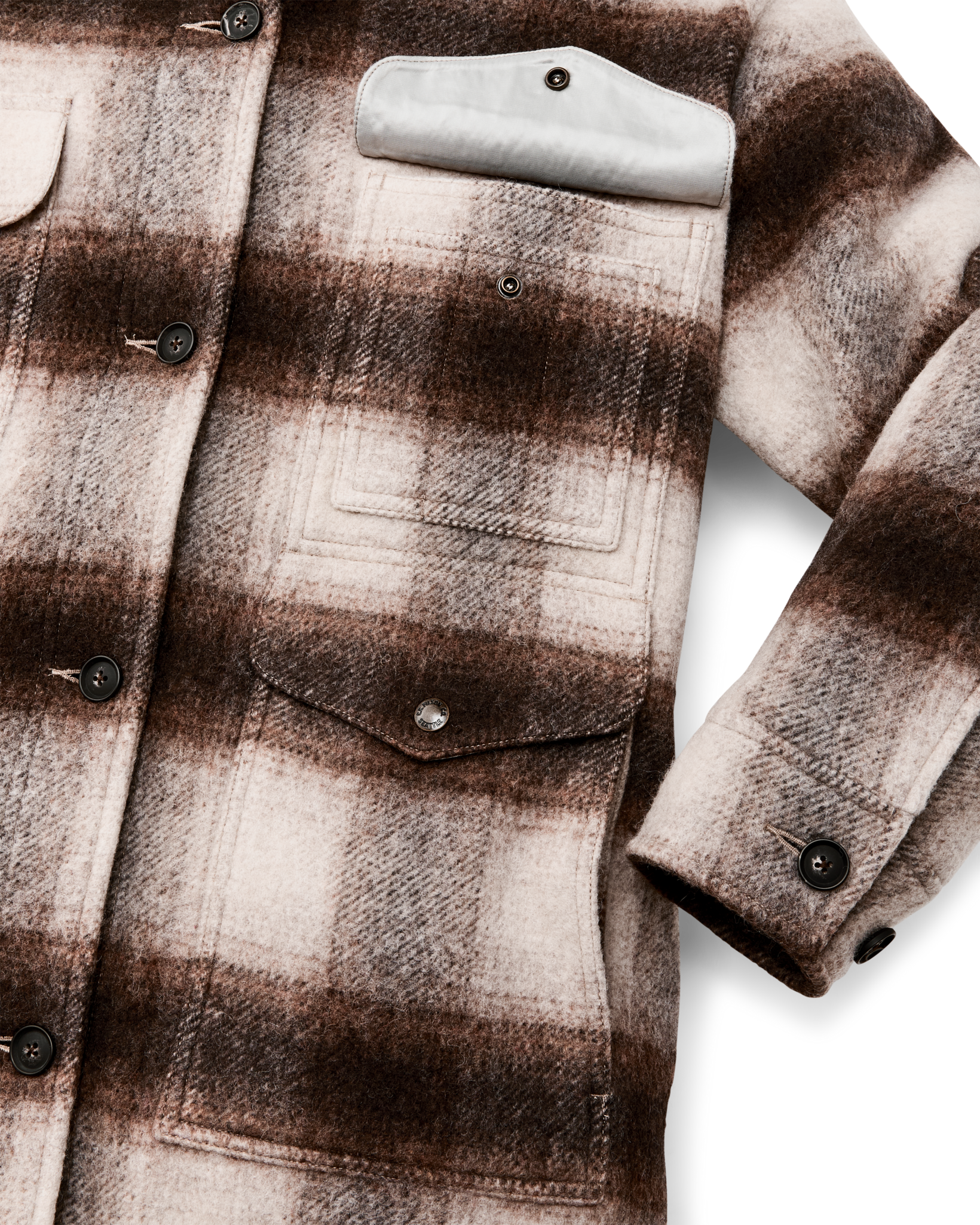 Women's Kodiak Shawl Collar Coat - Cream / Brown Shadow Plaid - Image 8