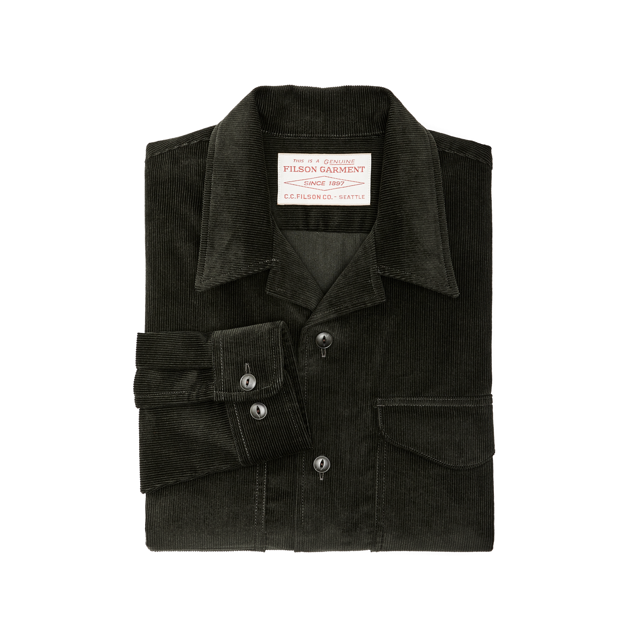 Corduroy Camp Shirt - Dark Green - Image 3