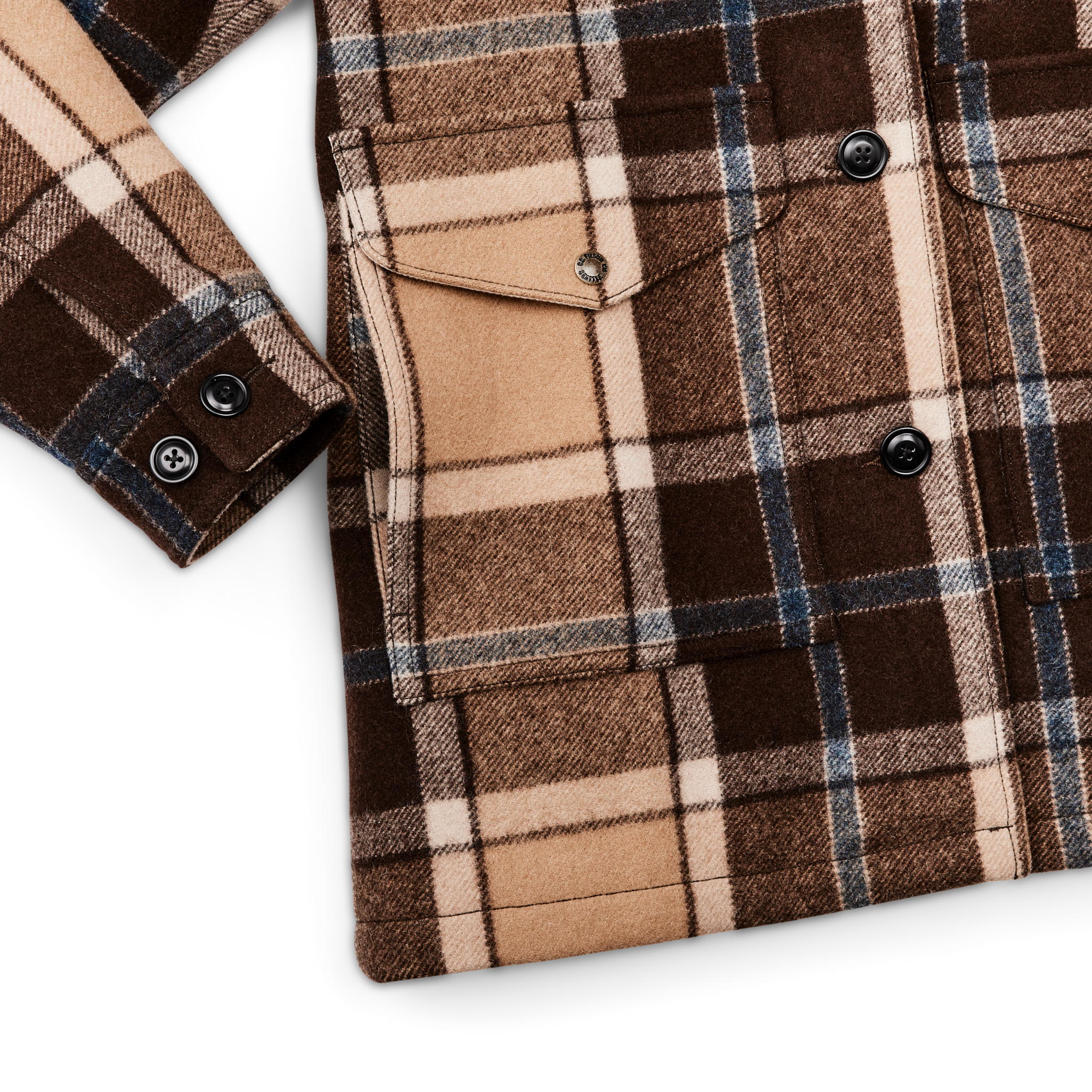 Women's Lined Wool Packer Coat - Cream / Brown / Multi Plaid - Image 5