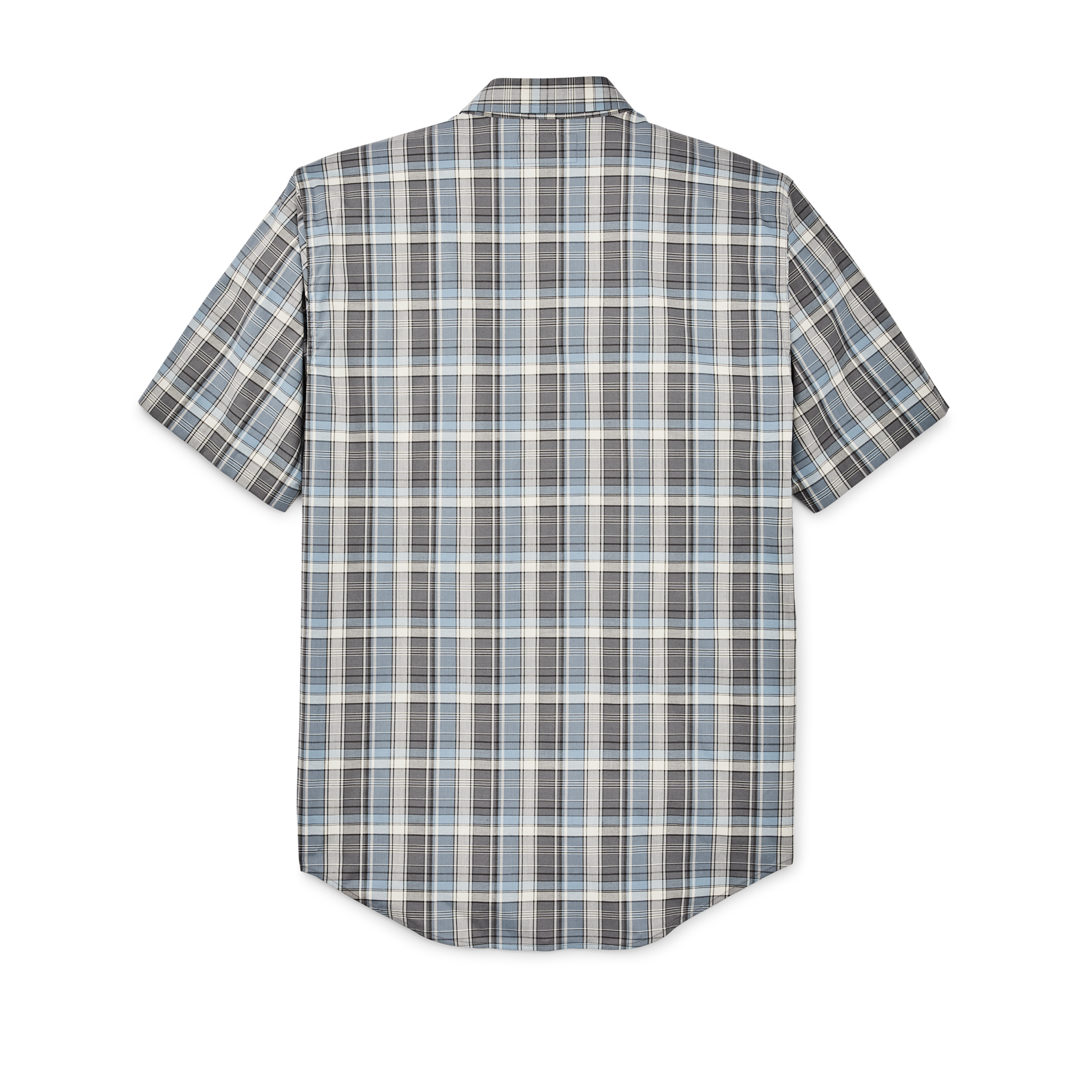 Twin Lakes Short Sleeve Sport Shirt - Gray / Blue / Cream Plaid - Image 2